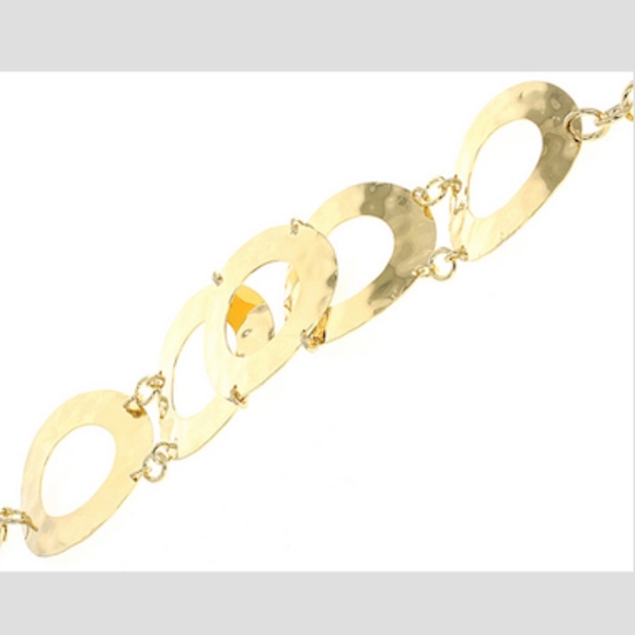 Italian Hammered Circles 18K Gold/Bronze Bracelet - Picture 4 of 7